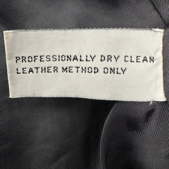 Vintage Y2K Black Leather Jacket Sz L Tie Belt Zip Funnel Neck by Preston & York - Picture 15 of 16